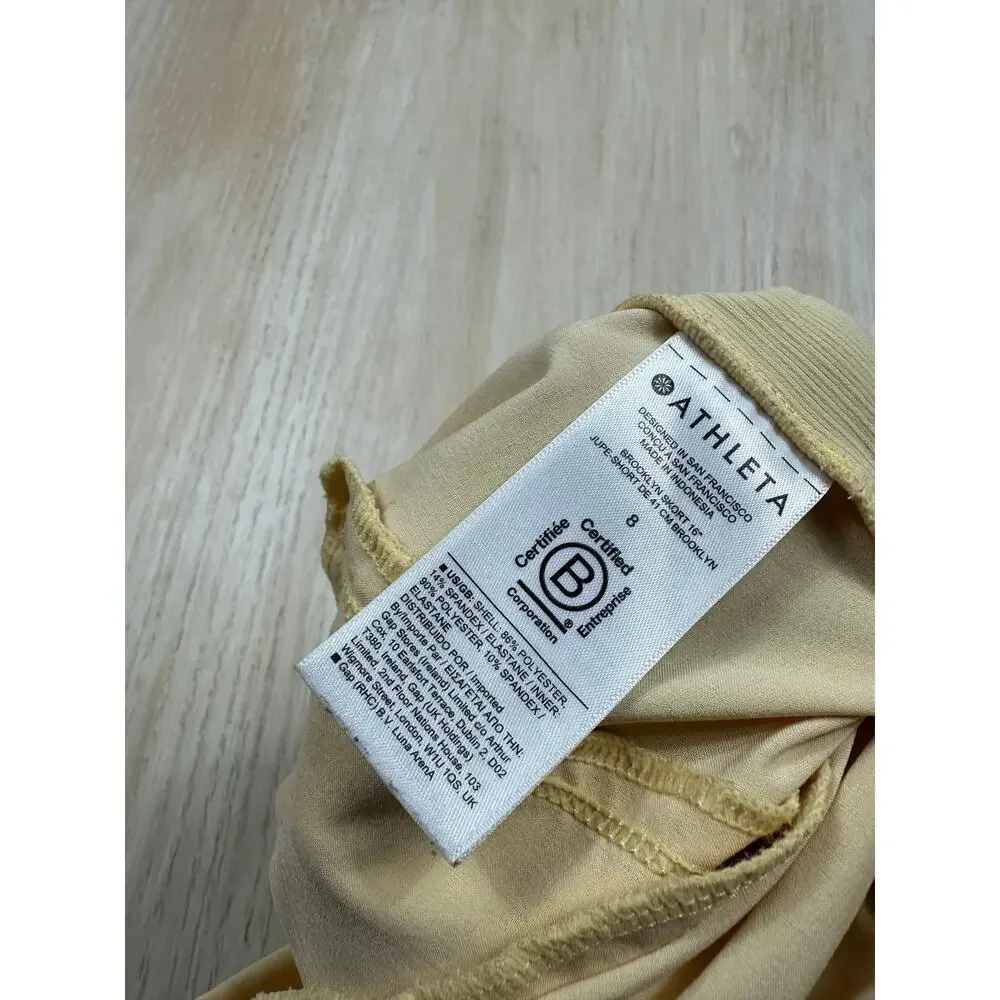 Athleta Brooklyn Butter Yellow Pull On Athletic Tennis Pickleball Skort Skirt 8